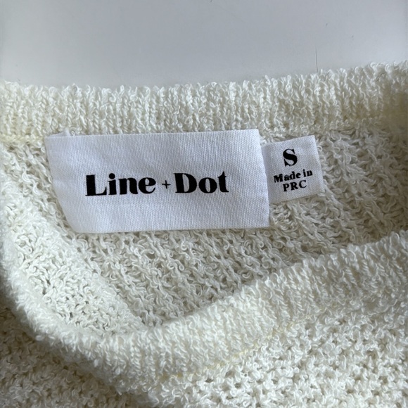 Line & Dot Cream Short Sleeve Backless Cropped Sweater Small - Picture 2 of 5